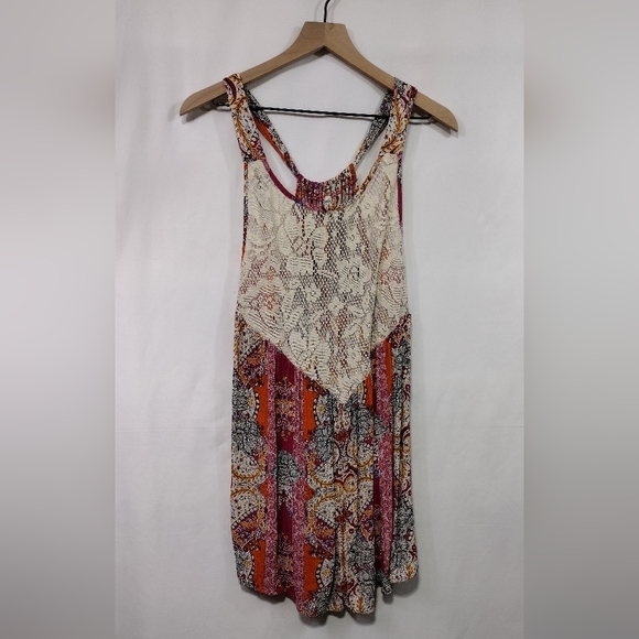 Free People Count Me In Floral Trapeze Women's XS Multicolor Artsy Retro Boho - Picture 2 of 9